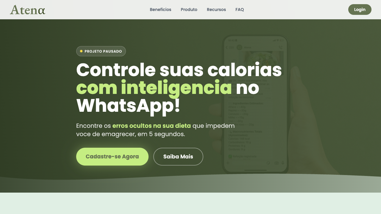 Tela inicial da Atena no WhatsApp