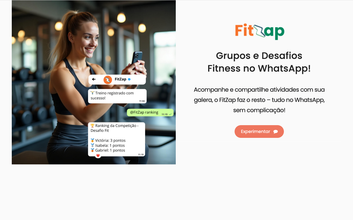 Tela principal do FitZap